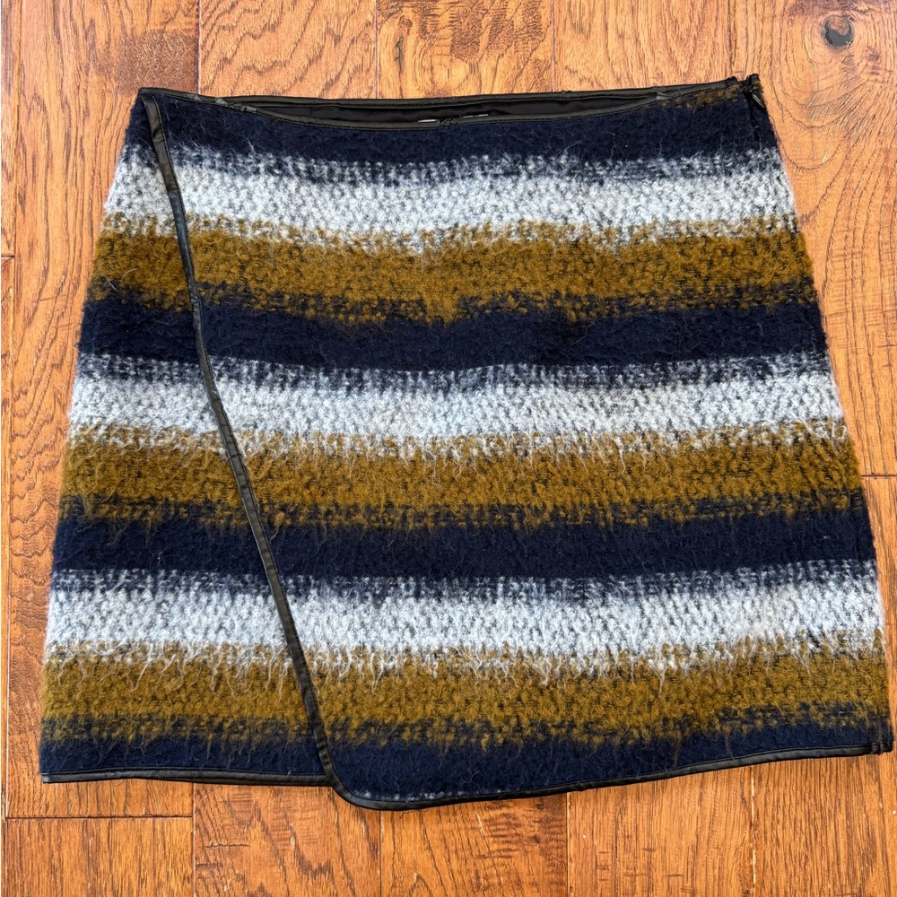 Anthropologie Maeve Salon Wool Mini faux wrap skirt size medium